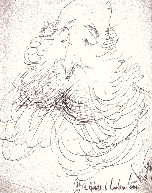 René Princeteau - Caricature représentant Alphonse de Toulouse-Lautrec - Equipage des Gaschetières - Société de Vènerie
